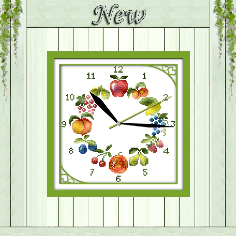

Twelve kind of fruit clock painting counted printed on canvas DMC 14CT 11CT Chinese Cross Stitch Needlework Sets Embroidery kits