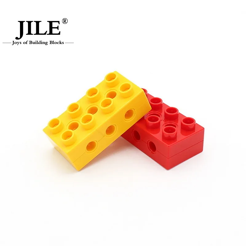 

Big Building Blocks Bricks 2x4 Large Particles with 6 Hole DIY Compatible with Assembles Particles Science Technology Toys 9656