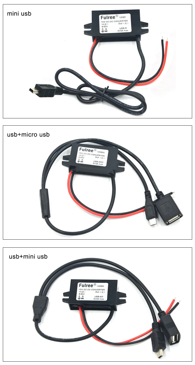 DC 12 В 24 в 36 в 48 В к DC 5 В 3A 15 Вт понижающий преобразователь 8-60 в до 5 В автомобиль лодка мотоцикл выход USB разъем адаптер