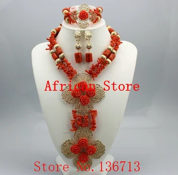 

Nigerian Coral Jewelry Sets Coral Beads Necklace Set Nigerian African Wedding Beads Jewelry Sets Free Shipping GD101-3