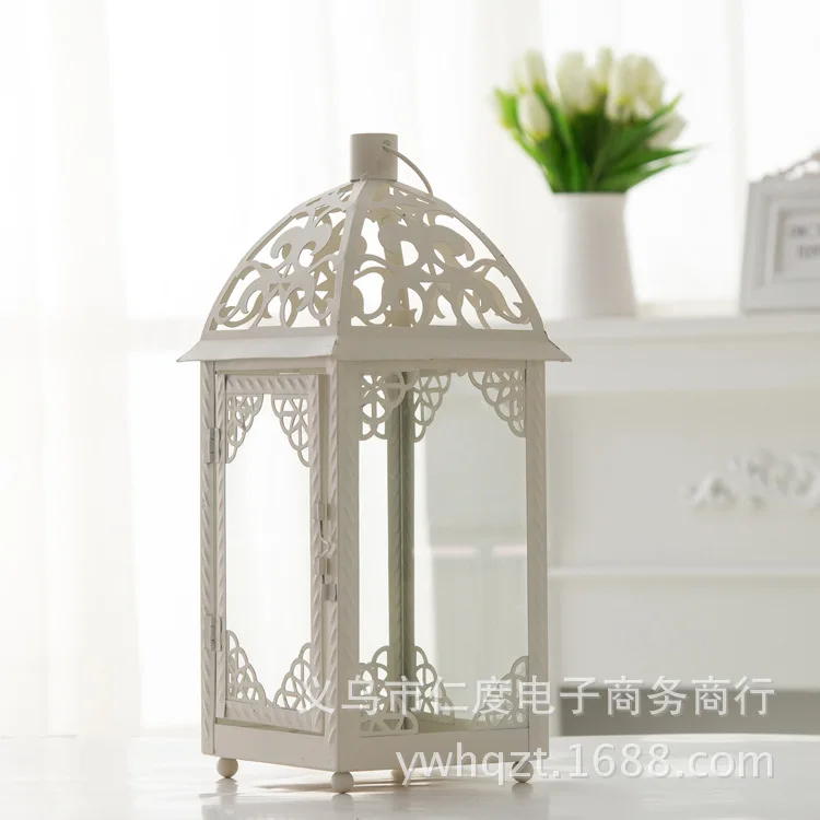 

C Iron glass candlestick candle wedding candlestick lamp typhoon home clubhouse Decoration