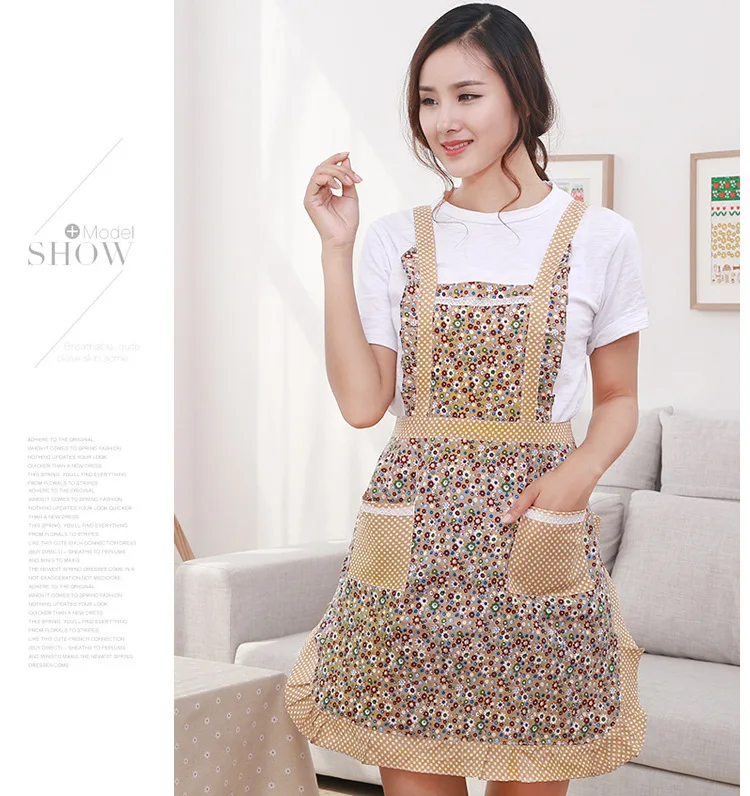 

1PC New Cute Bib Polyester Apron Dress Flirty Vintage Kitchen Women Bowknot with Pocket ND 005