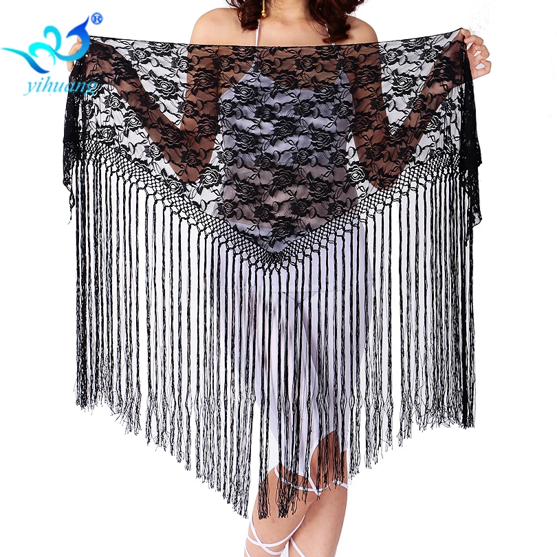 

Free Shipping Belly Dance Costume Hipscarf Shawl Indian Dance Belt Egypt Outfits Taining Bellydance Lace Fringe