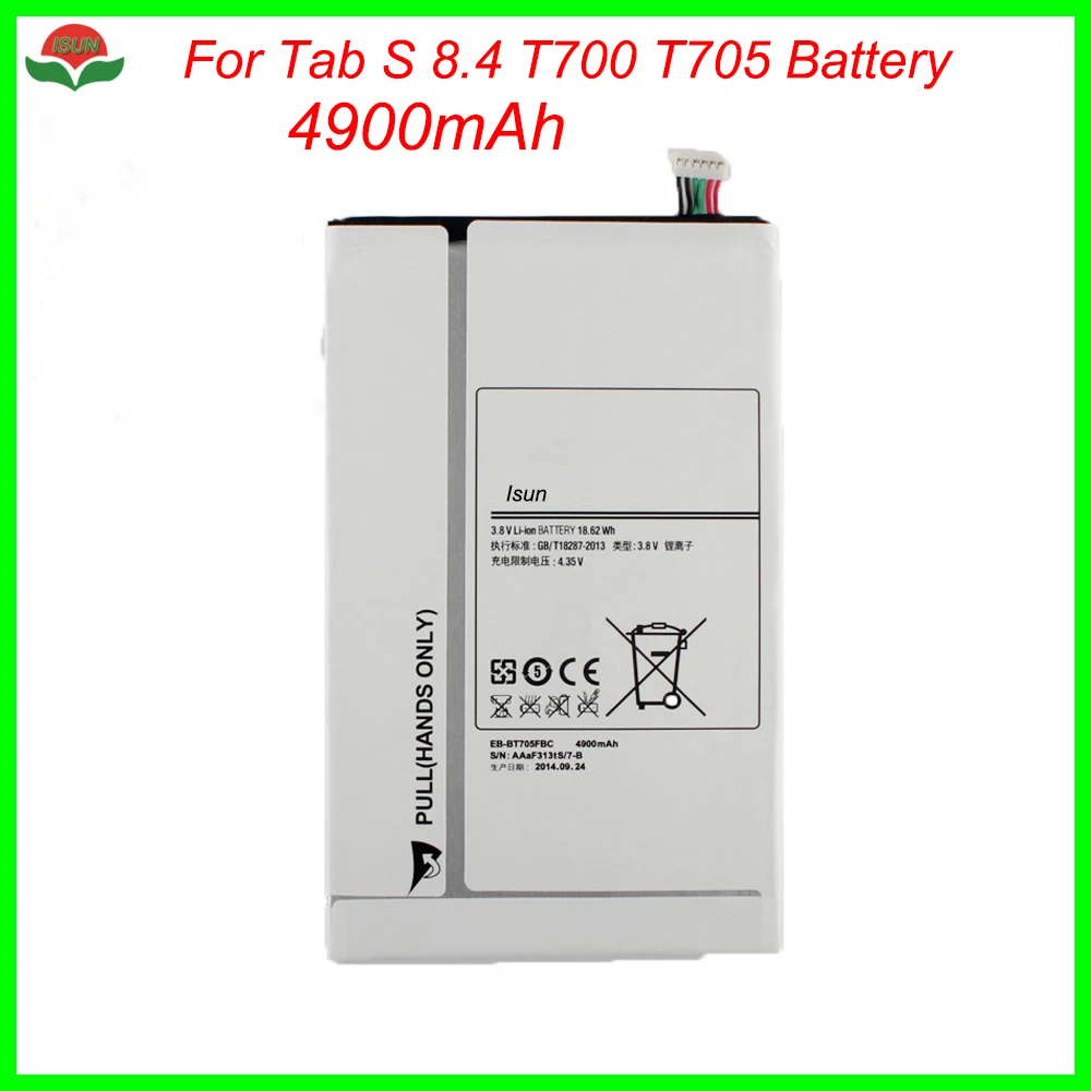 

2pcs/lot Battery Replacement EB-BT705FBE For Samsung GALAXY Tab 8.4 S SM T700 T705 5100 mAh Batteries repair