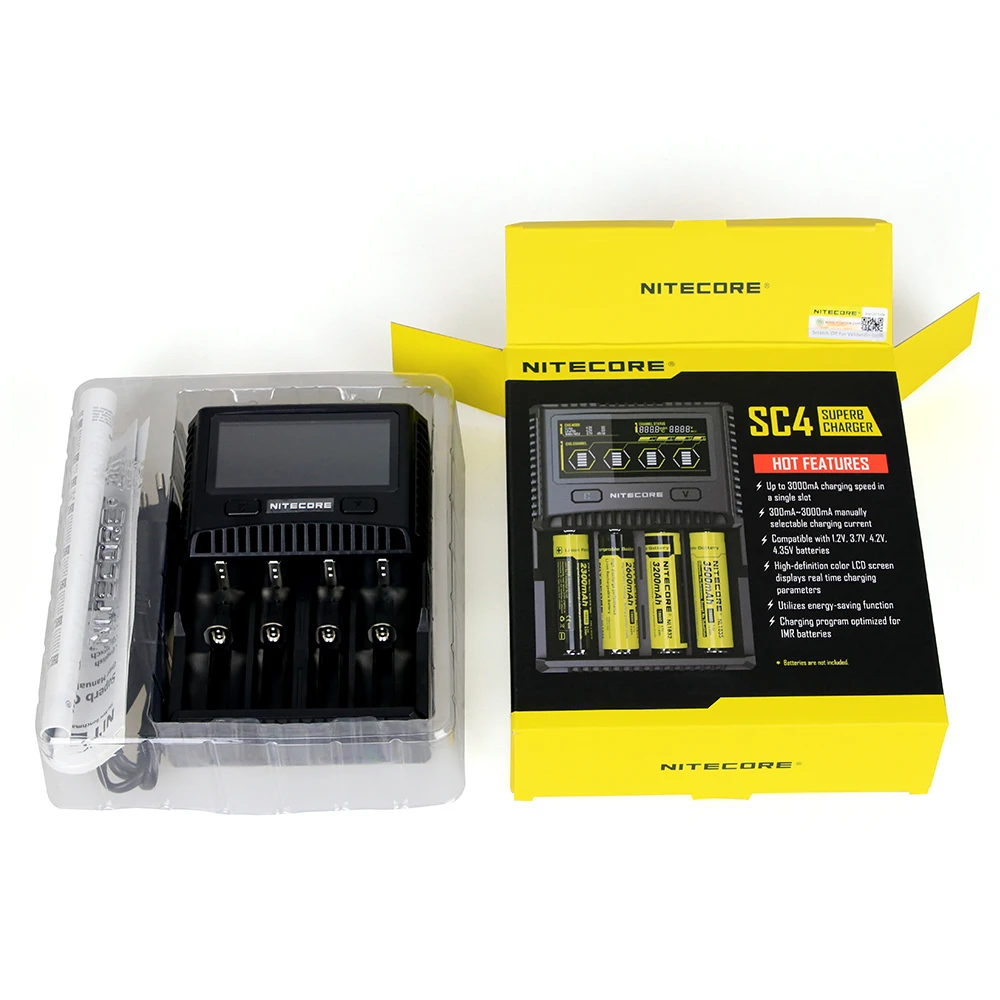 Превосходное зарядное устройство NITECORE SC4 для Li Ion IMR LiFePO4 Ni MH(NiCd) 18650 17650 17670 16340 14500