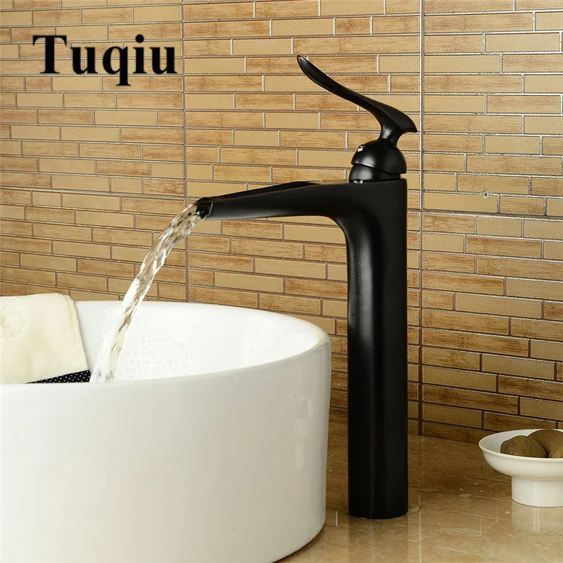 

New Arrival brass Basin Faucet hot and cold Waterfall Faucet single lever black/Nickel Lavatory Tap bathroom sink tap