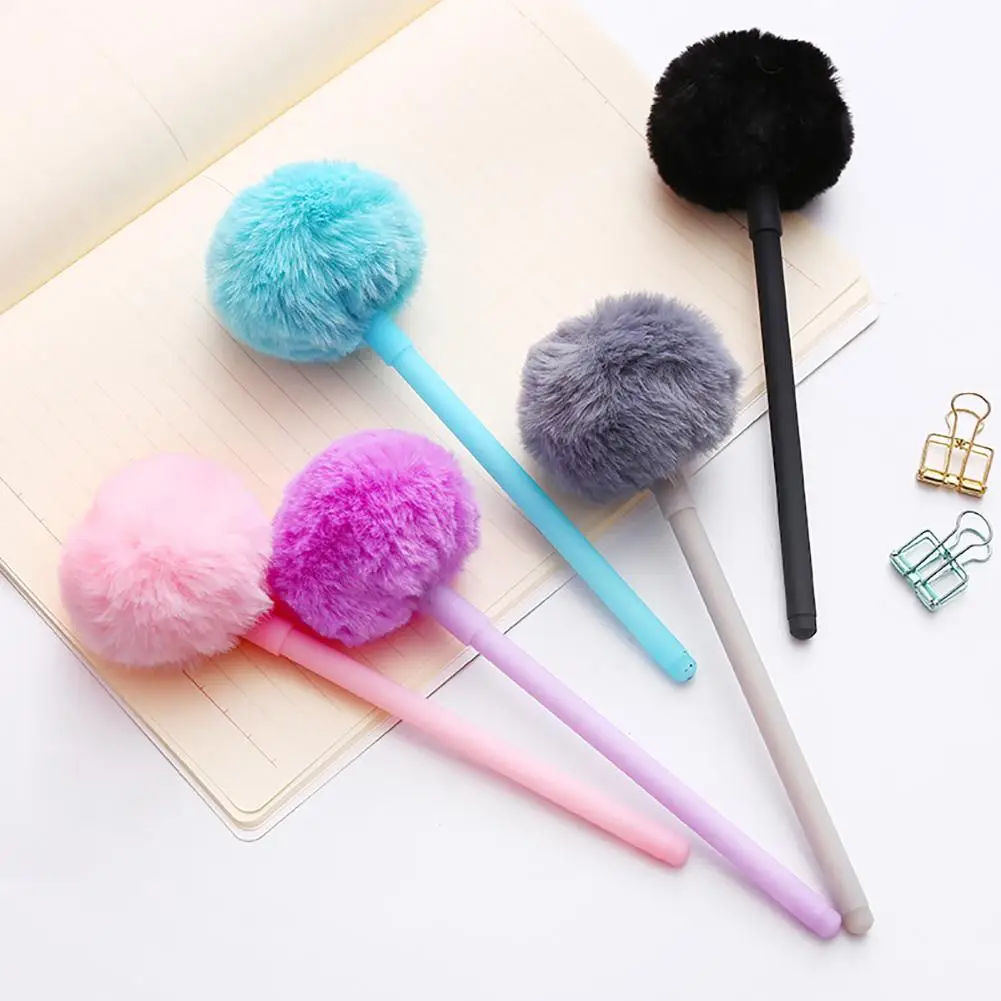 

Sale 0.5mm Cute Gel Pen Fluffy Ball School Office Supplies Drawing Writing Stationery