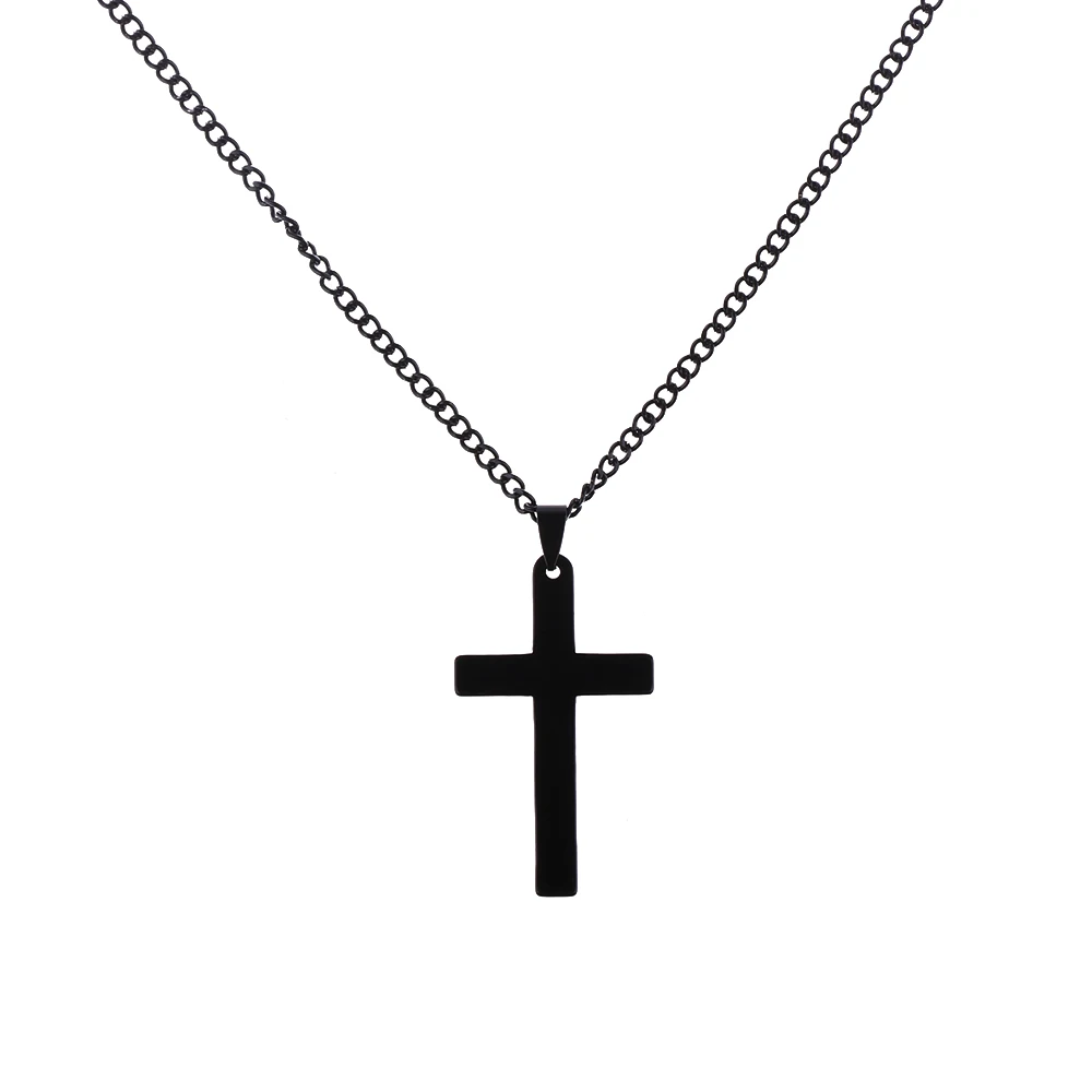 

2019 New Arrival Women Men Cross Pendant Necklace Stainless Steel Link Chain Necklace Gold/Silver Plated Statement Charm Jewelry