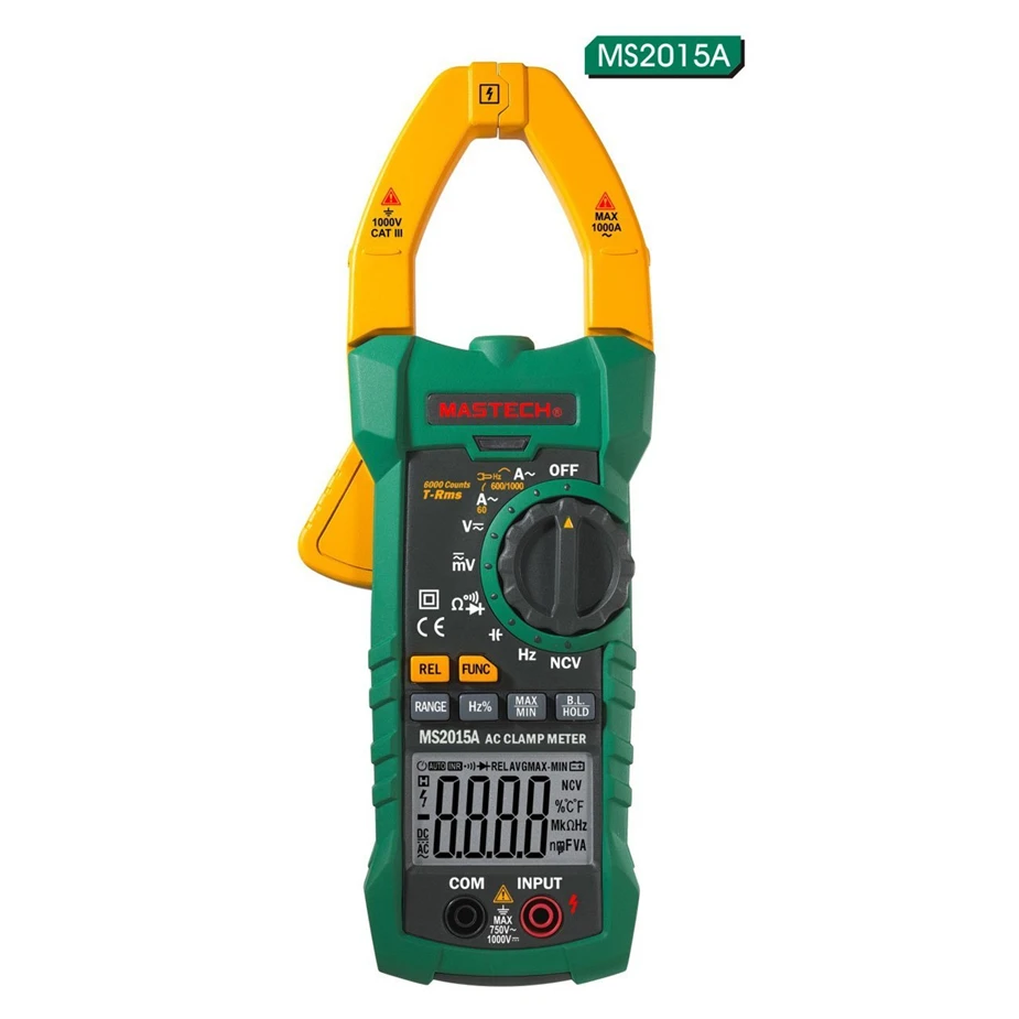 

MASTECH MS2015A AutoRange Digital AC 1000A Current Clamp Meter True RMS Multimeter Frequency Capacitance Tester NCV