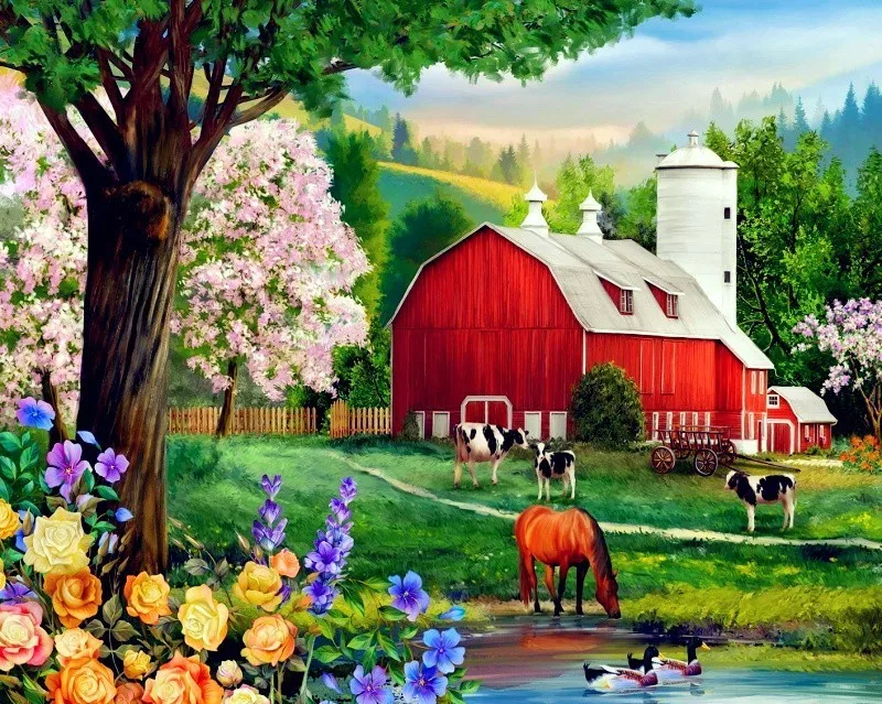AZQSD лесные пейзажи, масляные краски по номерам, Осенние пейзажные краски, сделай сам, ручная краска ed, Безрамная Краска на холсте SZGD105 - Цвет: SZGD094