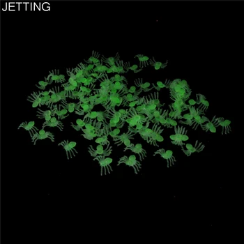 

JETTING 100pcs Halloween Mini Black Luminous Spider Prank Joking Birthday Toys DIY Decorative Spiders 2cm Spider Party Props