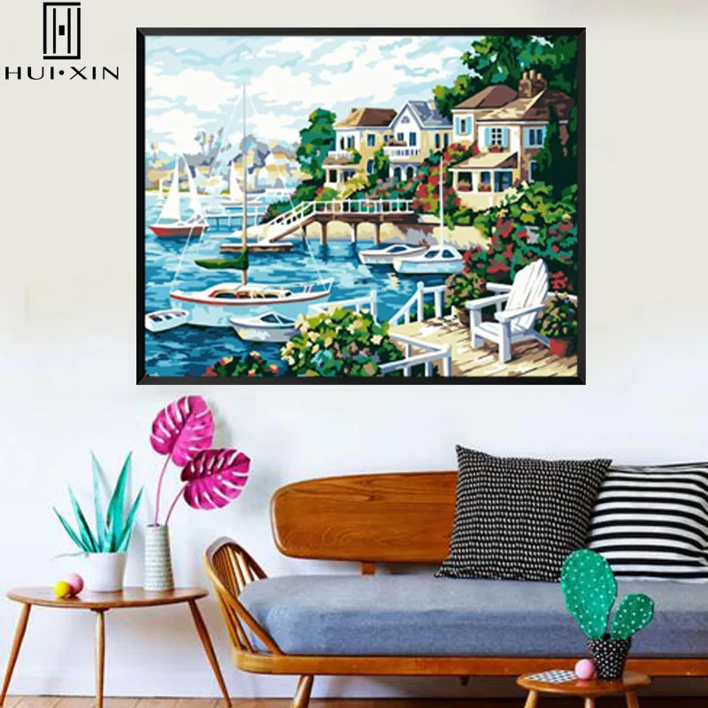 Best selling Landscape Picture Sandbeach Ocean Sunlight Green Plants