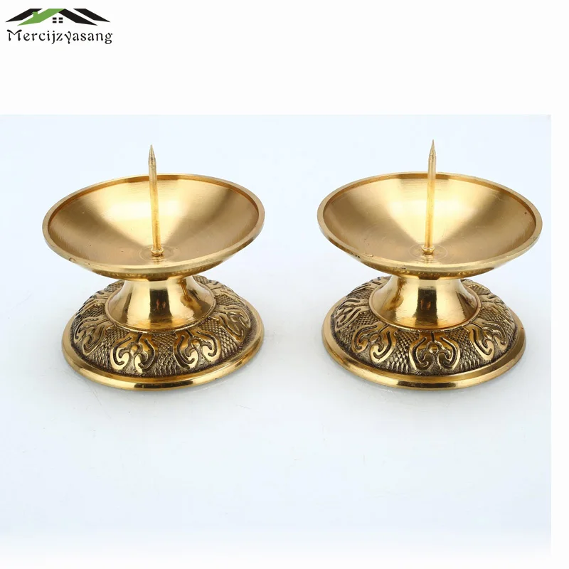 

2PCS/LOT Metal Votive Candlestick Lotus Retro Candle Holders for Daily Pray Buddha Candelabra Butter Lamp Holder Buddhist GZT025