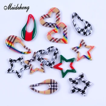

Acrylic Scottish Tartan Drop beads Swallow Gird Heart Star Earring Pendant Necklace Hair Ornament JewelryAccessories Women Gift