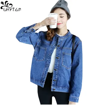 

UHYTGF Spring Autumn Denim Jackets Women 2018Korean Standing collar thin Female Casual Short Coat Loose Fashion Jeans Jackets351
