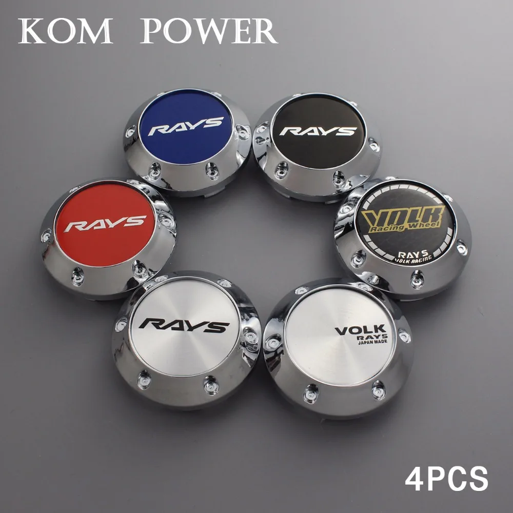 

KOM 64.5mm 4pcs/lot rays racing wheel center caps volk rim trim hubcap car emblem modified dust-proof hood clip 56mm/2.2 inch