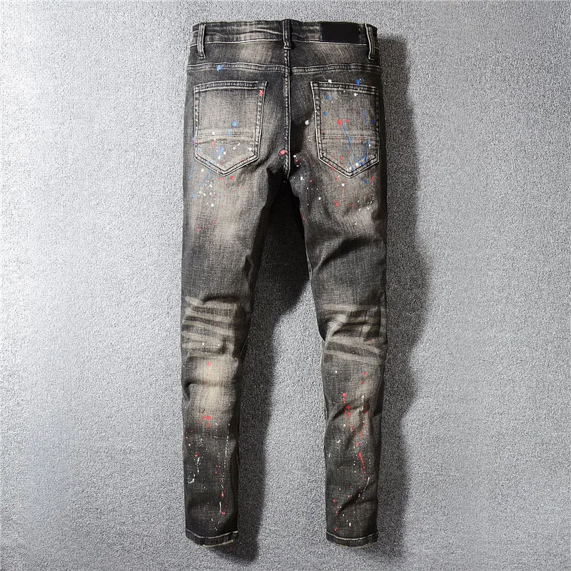 MORUANCLE Для мужчин марка NEW Fashion Hi Street роспись рваные джинсы штаны модные рваные с принтом джинсовые брюки с отверстием рваная уличная одежда джинсы