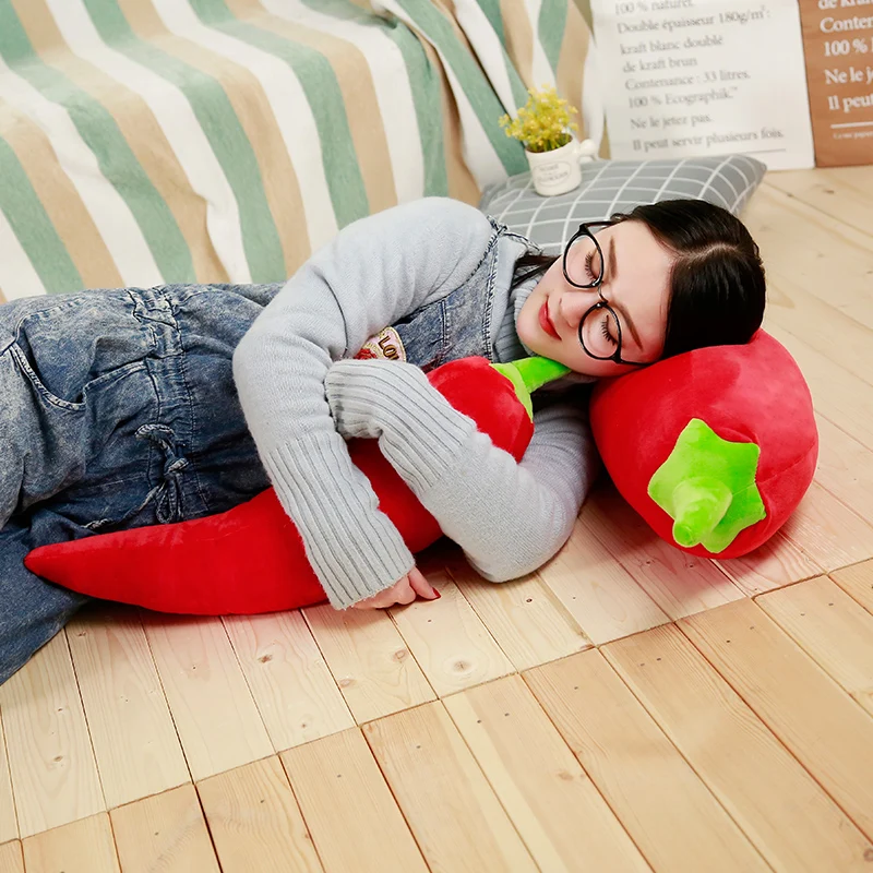 BABIQU 1pc 50-125cm Simulation Red Chili Ginger Multi Sizes Lifelike Plant Pillow Plush Toy Soft Stuffed Cushion Child Cute Gift