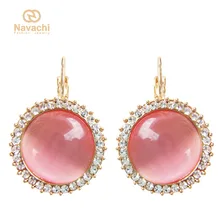Navachi закругленные розовые стразы-опалы кристаллический крючок левербэк серьги SMT1005