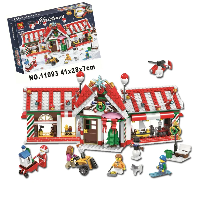 

11093 Christmas House Advent Calendar Santa Claus Snow Truck Figures Building Blocks Toys Compatible Legoings Christmas Gift