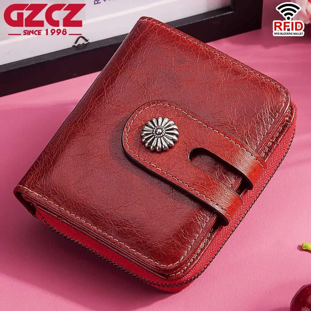 GZCZ 100% натуральная Мини кожаный кошелек маленькие кошельки женские модные на