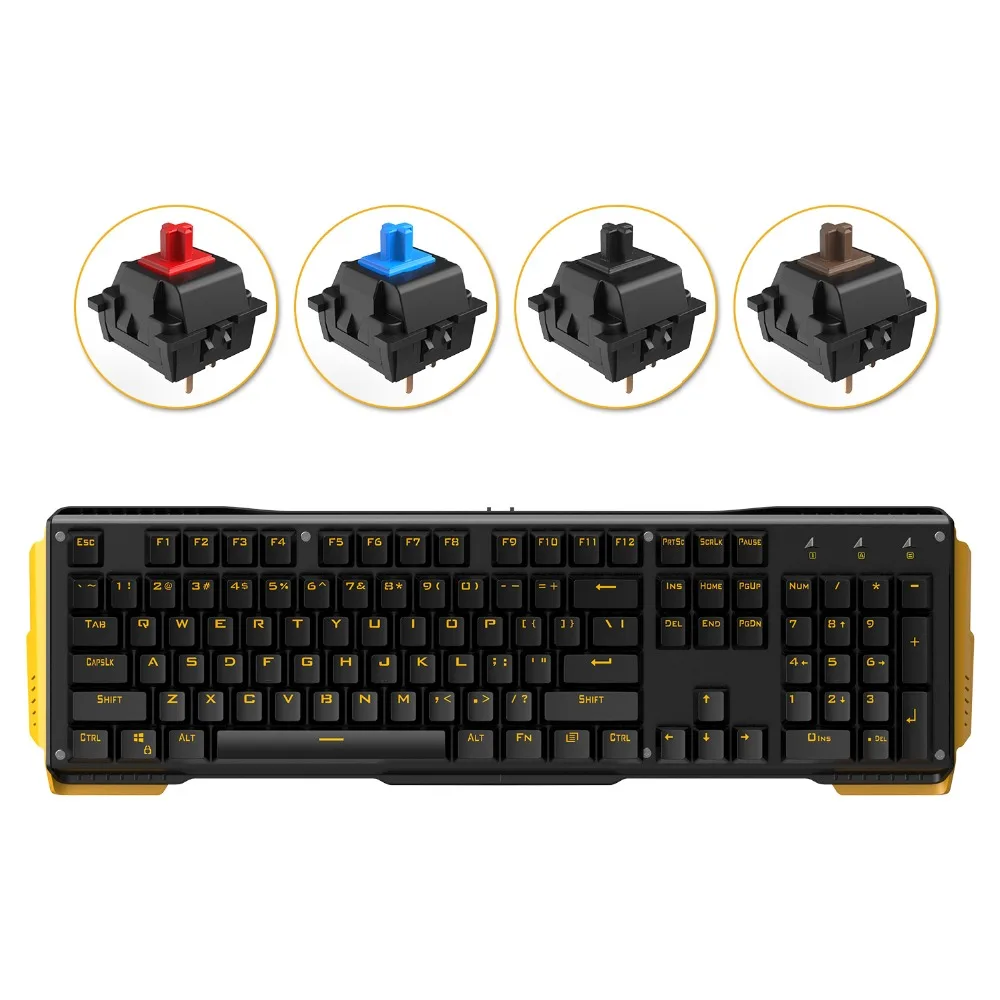Pаспродажа James Donkey 619 игровая клавиатура 104 клавиш Gateron переключатели USB Проводная желтая подсветка механическая клавиатура для Mac PC Gamer CS LOL
