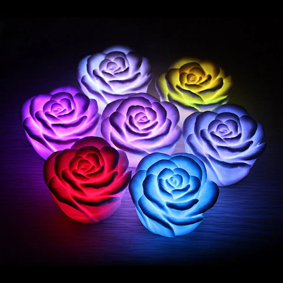1 светодио дный шт. модная светодиодная Ночная лампа романтическая роза цветок Ночной свет 7 цветов измененная светодио дный лампа