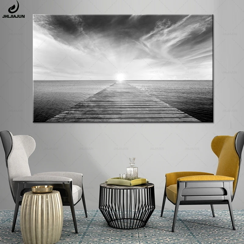 Buy JHLJIAJUN Canvas Painting Wooden Plank Road Black