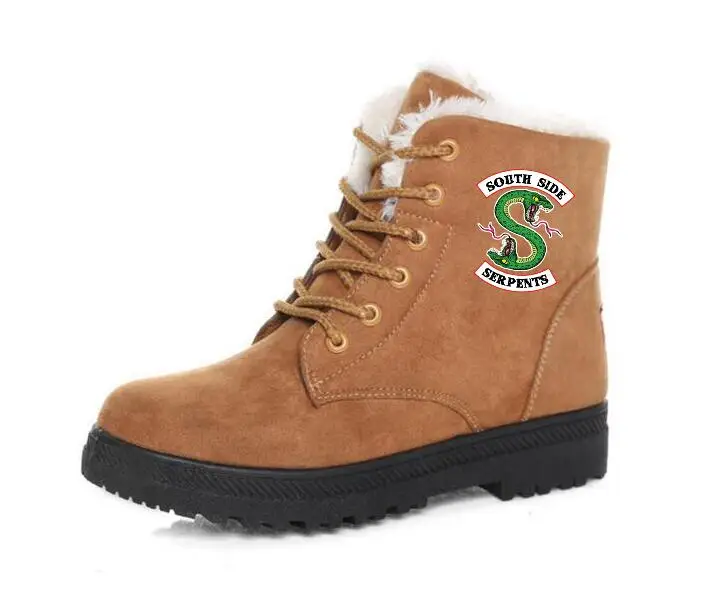 

Southside Serpents boots classic suede women's winter warm fur plush insoles ankle boots riverdale women's shoes lace