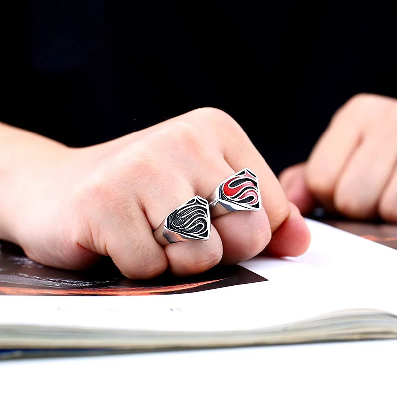 BEIER New Superman S Logo Super Hero Jewelry Stainless Steel Movie Ring Wholesale Factory Price BR8-116B