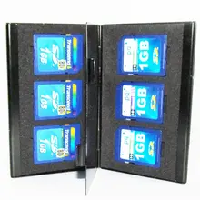 Black Aluminum box Portable memory card case 6 in 1 SD SDHC TF Card holders slots Carrying Storage Box Case