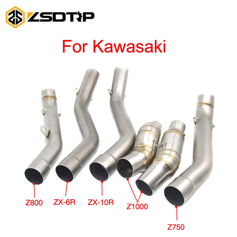 Zsdtrp For Kawasaki Zx10r Zx6r Z750 Z800 Z1000 Motorcycle Exhaust Muffler Middle Pipe Link Pipe