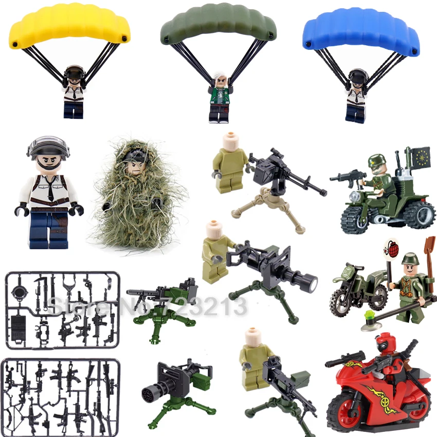 

Single Building Blocks Weapon Military SWAT Figure Parts MOC Accessories Camo Suit M2 Machine Gatling Gun Model Brick Toys
