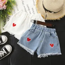 Штаны для девочек, джинсовые шорты, короткие штаны для малышей с вышитой надписью «Love», 2-6 лет, S6252