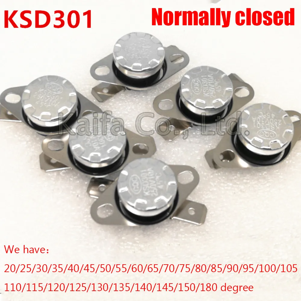 

1pcs/lots KSD301 250V 10A Normally Closed NC Thermostat Temperature Thermal Control Switch DegC 20-95 degrees
