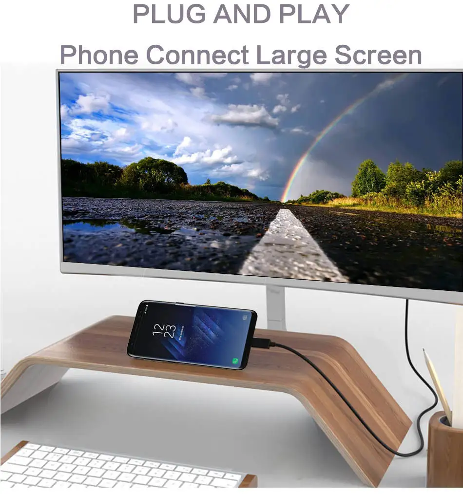 USB Type C to VGA Cable 1080P Video Cable for Macbook Huawei Mate 10 Pro Samsung S8 S8+ Note 8 Dell XPS VGA Thunderbolt Cable (2)
