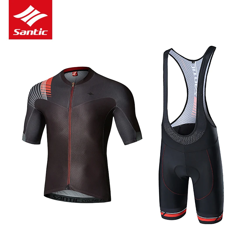 

Santic Cycling Jersey Men set Short Sleeve Road Bike Jersey Set Breathable Italy Imported 4D Pad Bicycle Bib Shorts Clothing