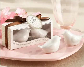 

"Lovebirds in the Window" Ceramic Salt & Pepper Shakers wedding favor and gift decoration de la boda 200pcs/lot=100box