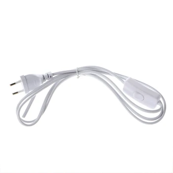 

1.8m EU Plug Cable White Line with On/Off Switch Button Power Cord For LED Lamp #Sep.08