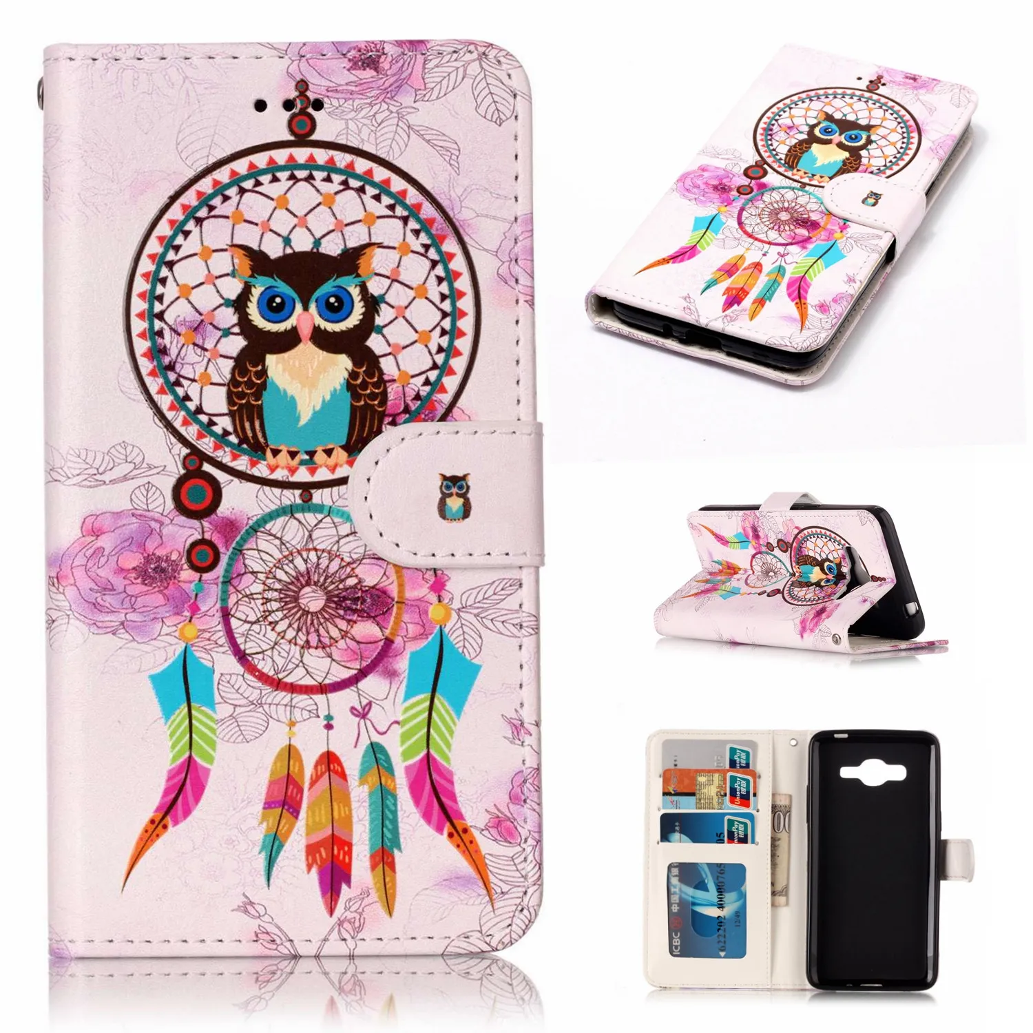 Odwr³Ä Portfel PU Rzemienna Pokrywa dla Samsung J2 Prime Wilk lew Odwr³Ä Portfel PU Rzemienna Pokrywa dla Samsung J2 Prime Wilk lew SOWA ElephantWith Stojak i Funkcja Cameo Ramka na zdjÄcia w Odwr³Ä Portfel PU Rzemienna