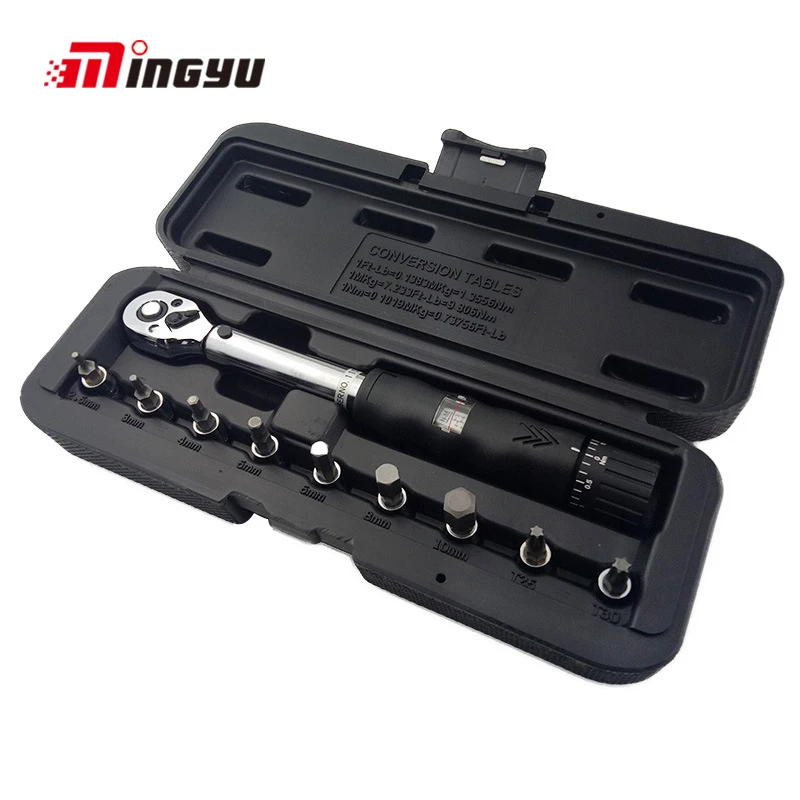 

1/4"DR 2-14Nm Manual Bit Socket Torque Wrench Bicycle Repair Hand Tools Kit Ratchet Torque Spanner Bike Torque Wrench Set