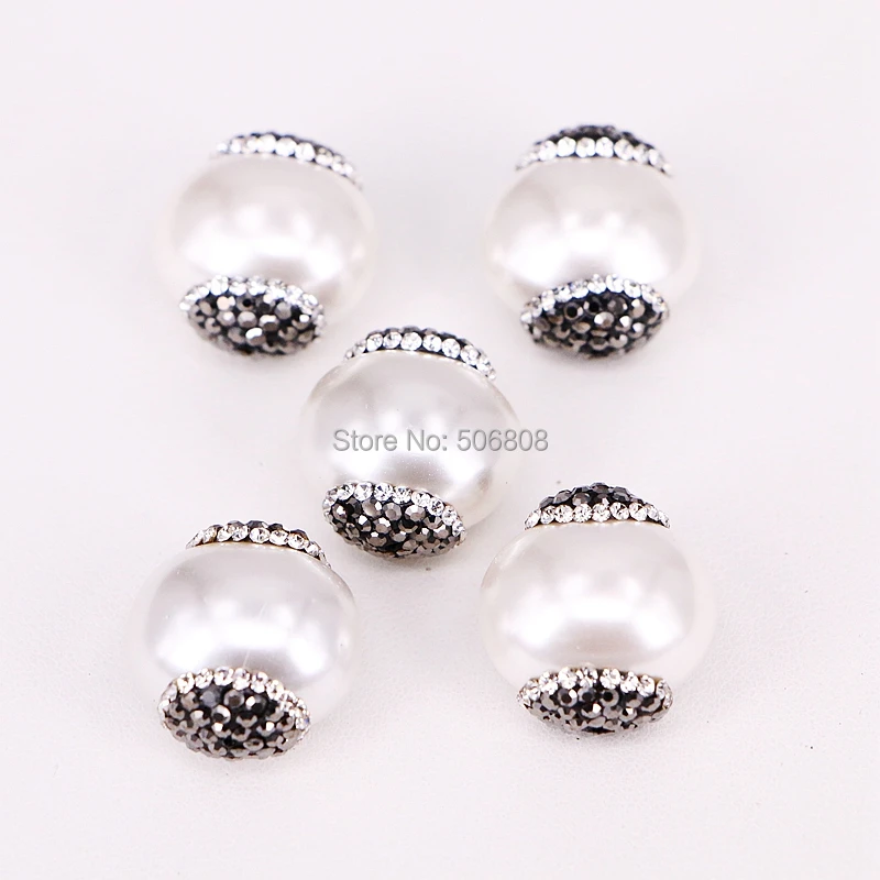 Mãe de Pearl Natureza Branco Pérola Shell Strass Pavimentada Connector Bead Charme Faça Você Mesmo Pulseira Colar 10 Pcs Zyz294-9116