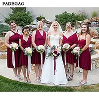 Новые простые красные короткие платья подружек невесты без рукавов Индивидуальные шифоновые неправильные платья подружек невесты
