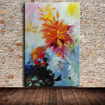 

Modern Handmade Paintbrush Knife Abstract Flowers Oil Painting On Canvas Wall Art Home Decor Fine Picture Gift For Living Room