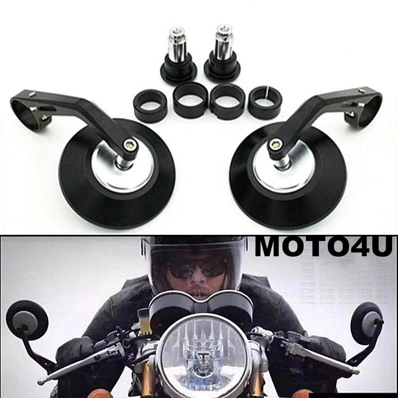 Moto4u Мотоцикл заднего вида Ручка Бар Конец заднего вида сбоку Зеркала Кафе Racer mirrior