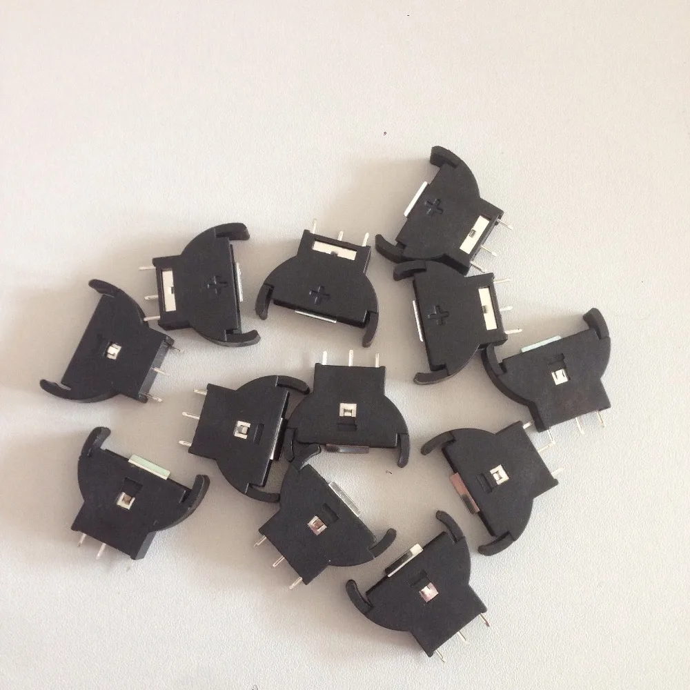 

12 Pcs Black 3 Pin DIP Type CR2032 Cell Button Battery Socket Holder