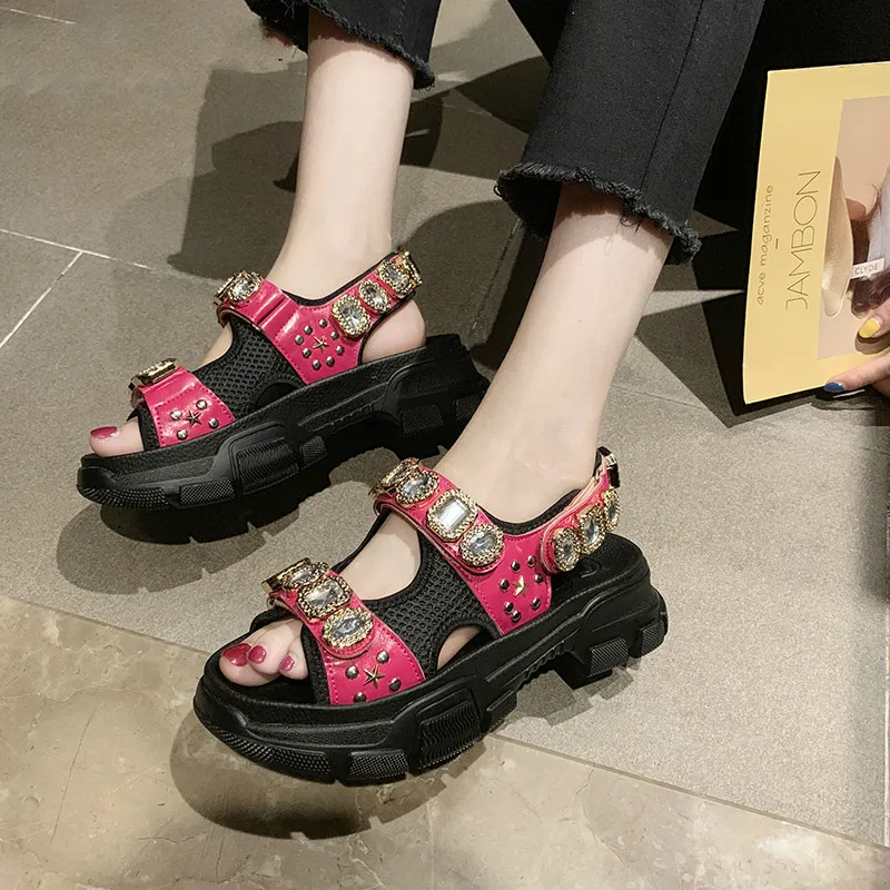 

Chunky Beach Sandals Gladiator Women's Sandals 2019 Summer Fashion Women Shoes Woman Air Mesh Comfortable Casual Shoes S80087