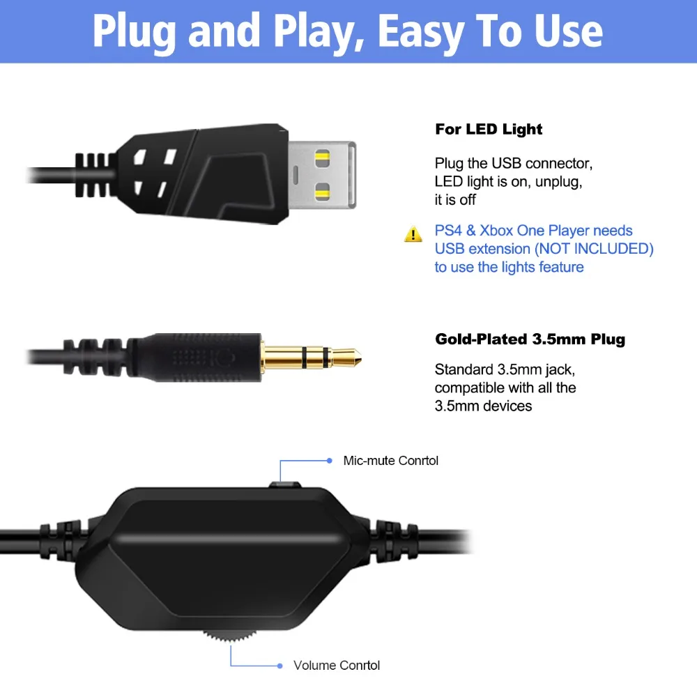 ALWUP A6 USB игровая гарнитура для PS4 Xbox One PC 2 м проводной игровой наушники компьютера с