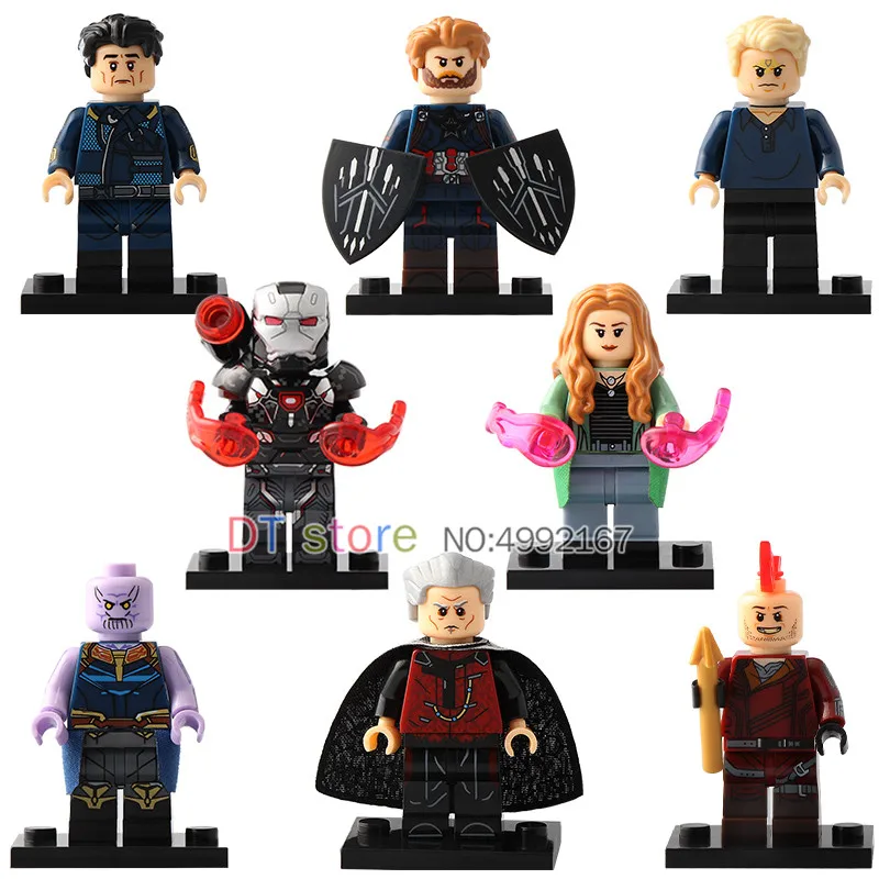 

50Pcs/Lot Marvel Super Heroes Legoing Thanos Vision Captain America Scarlet Witch Building Blocks Bricks Children Toys X0193