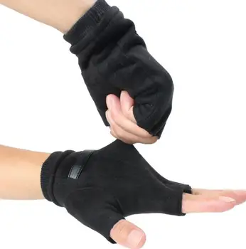 

Men and women's autumn winter thicken warm thermal lining glove lady's faux suede leather fingerless sports driving glove R508